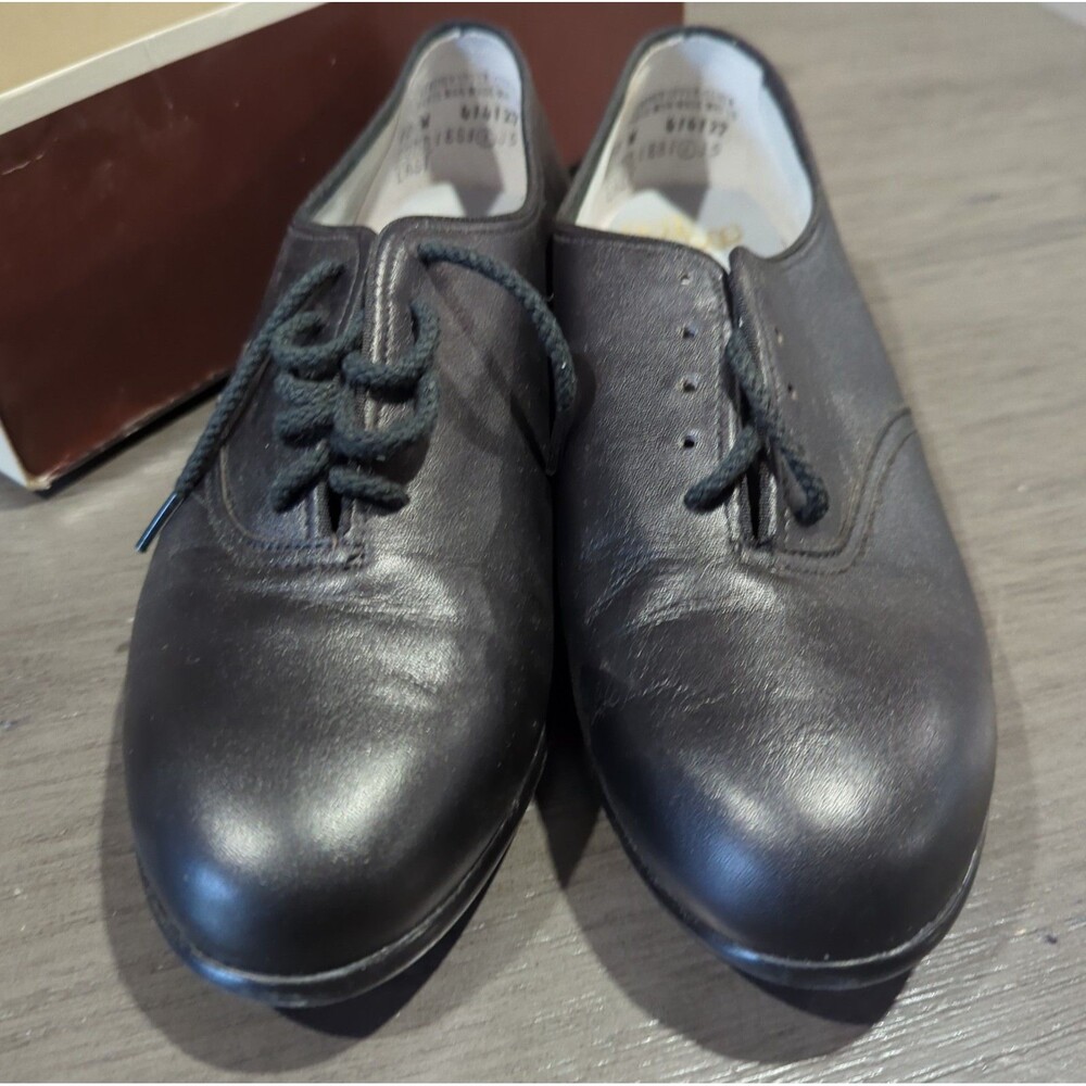 Vintage Soft Spots Women's Oxford Tap Jazz Shoes Black Leather Size 10 Wide